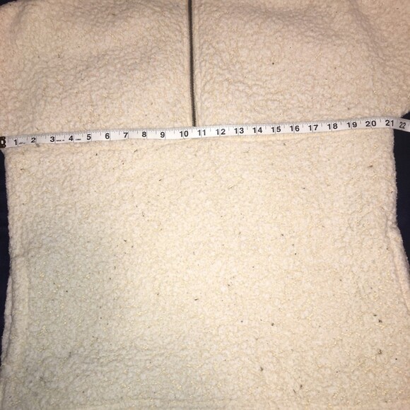 Time and Tru sweater Womens Small cream quarter zip pullover teddy bear pockets - Picture 5 of 8